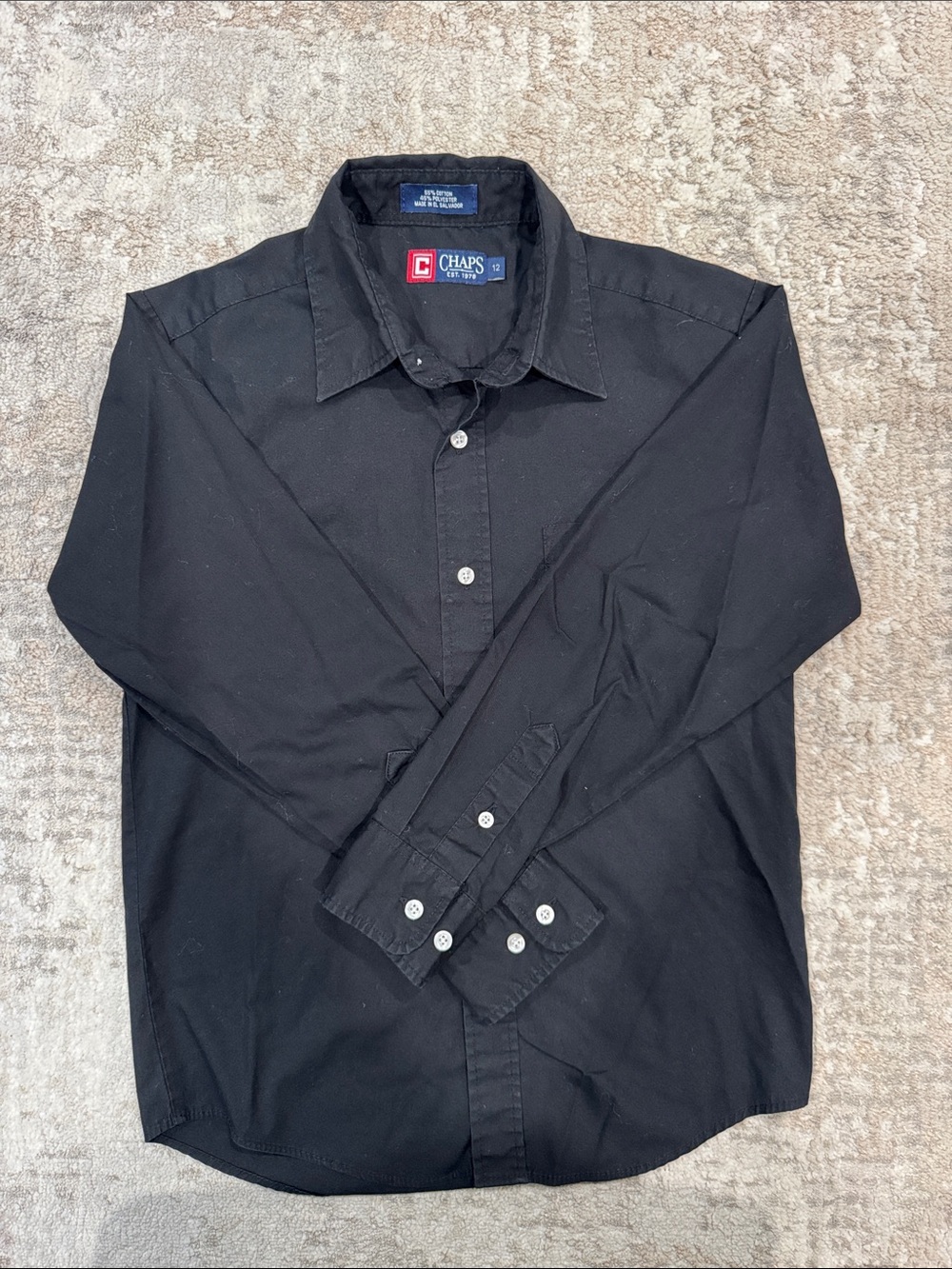 Chaps Boys Black Long-Sleeve Button-Down Shirt